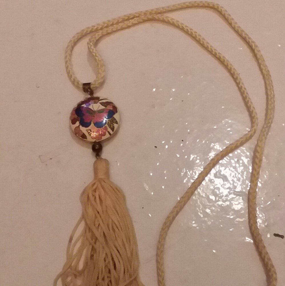 Boho cloisonne butterfly necklace